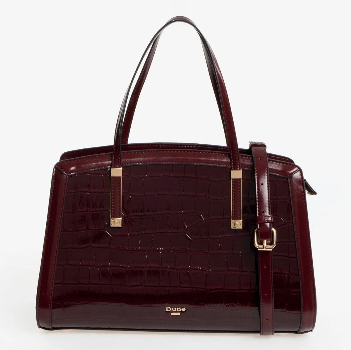 Dune Burgundy Croc Effect Shoulder Bag