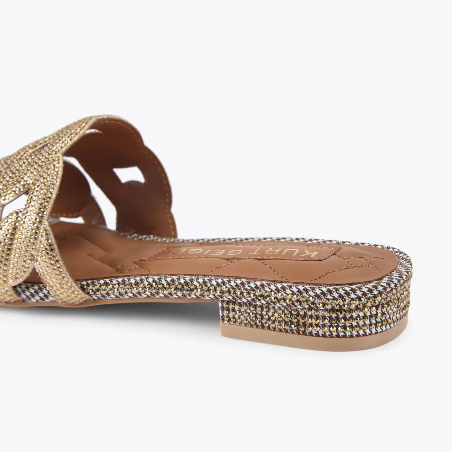 Kurt Geiger KG Crystal Gold Flat Sandal