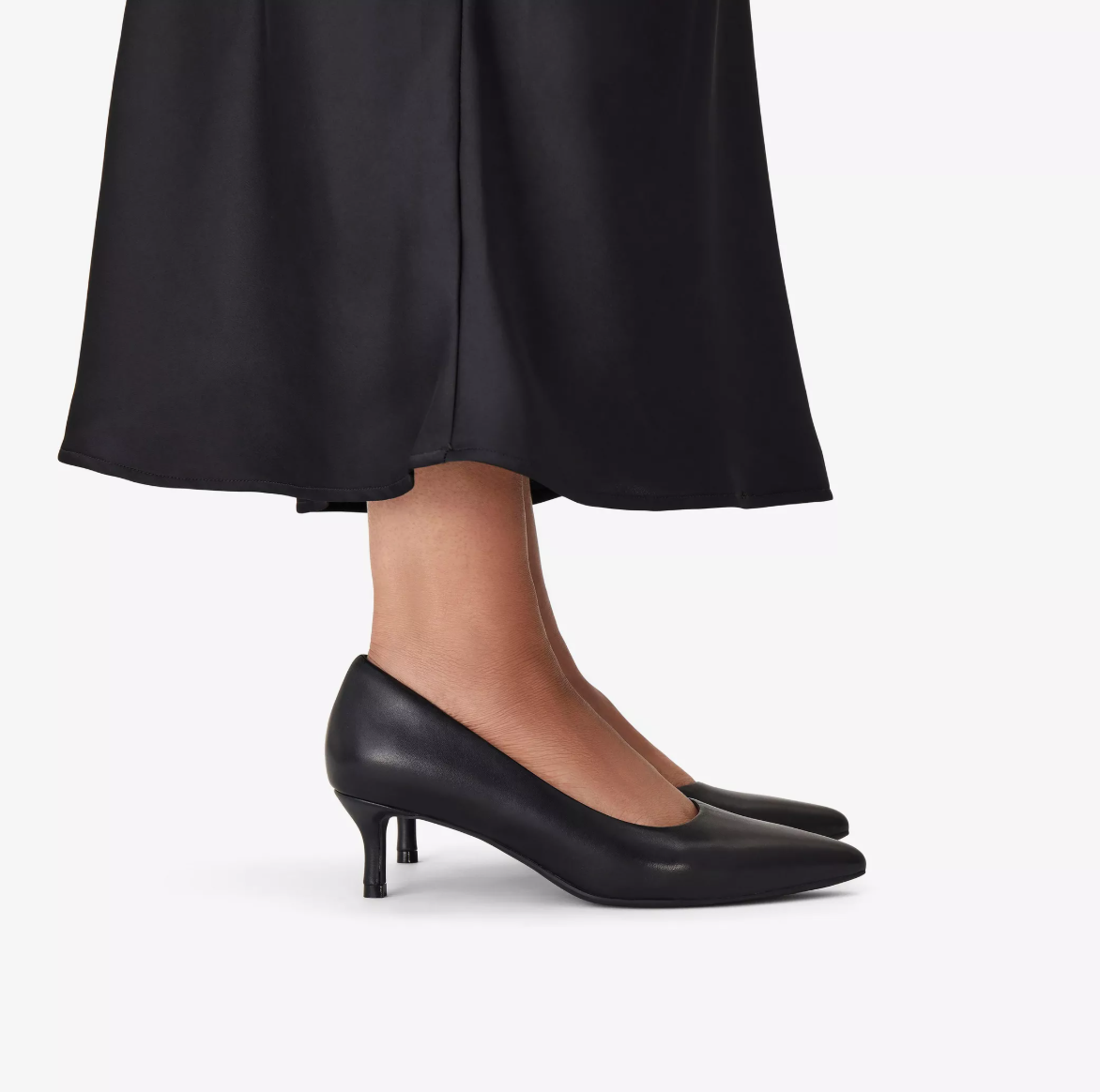 Black Leather Court Shoes for Ladies