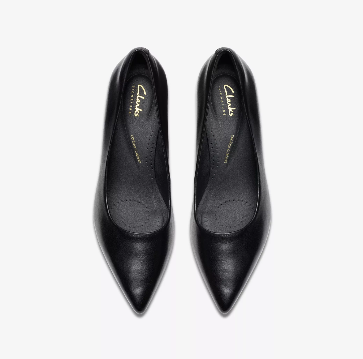 Black Leather Court Shoes for Ladies