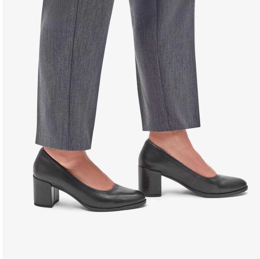 Black Leather Court Shoes