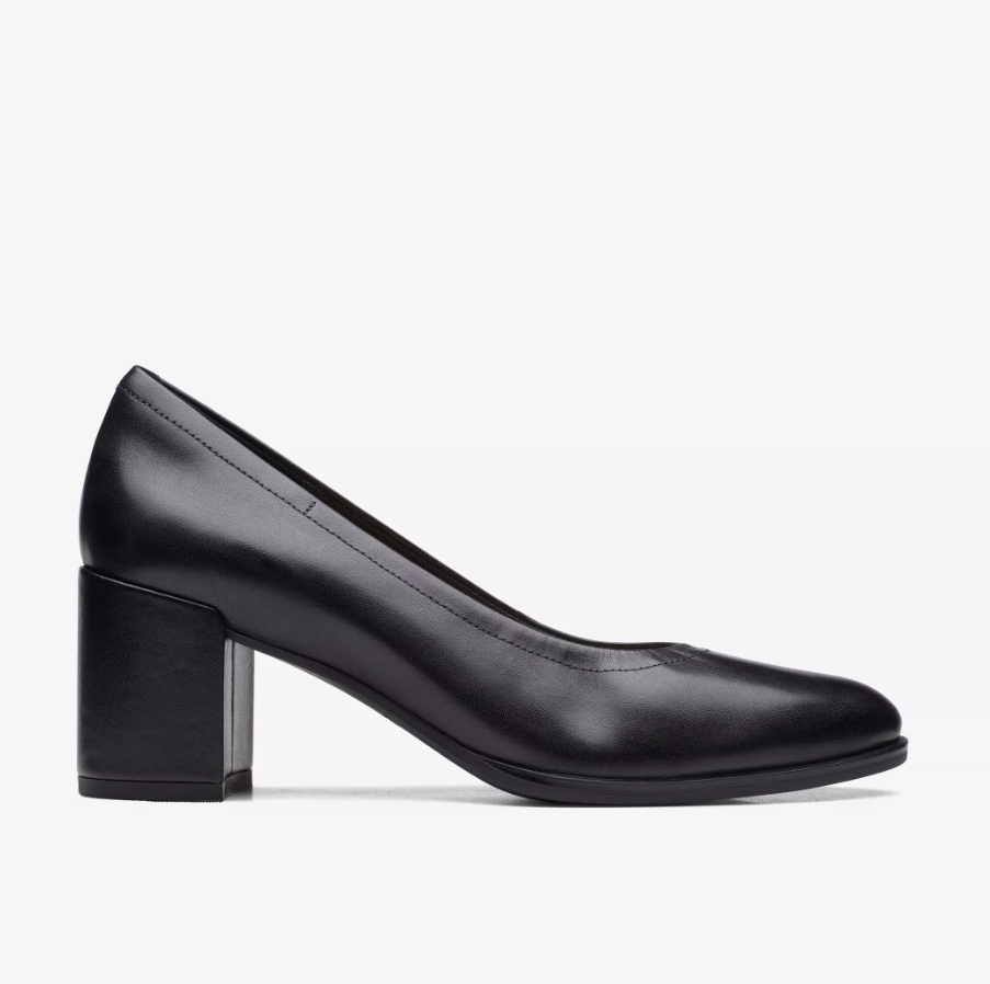 Black Leather Court Shoes