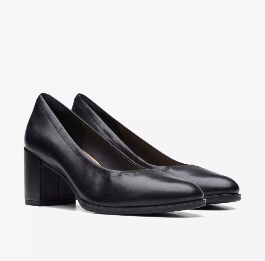 Black Leather Court Shoes