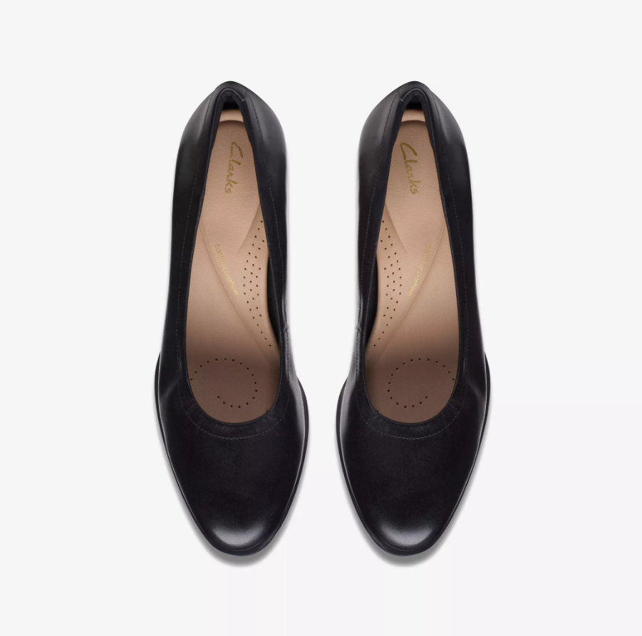 Black Leather Court Shoes