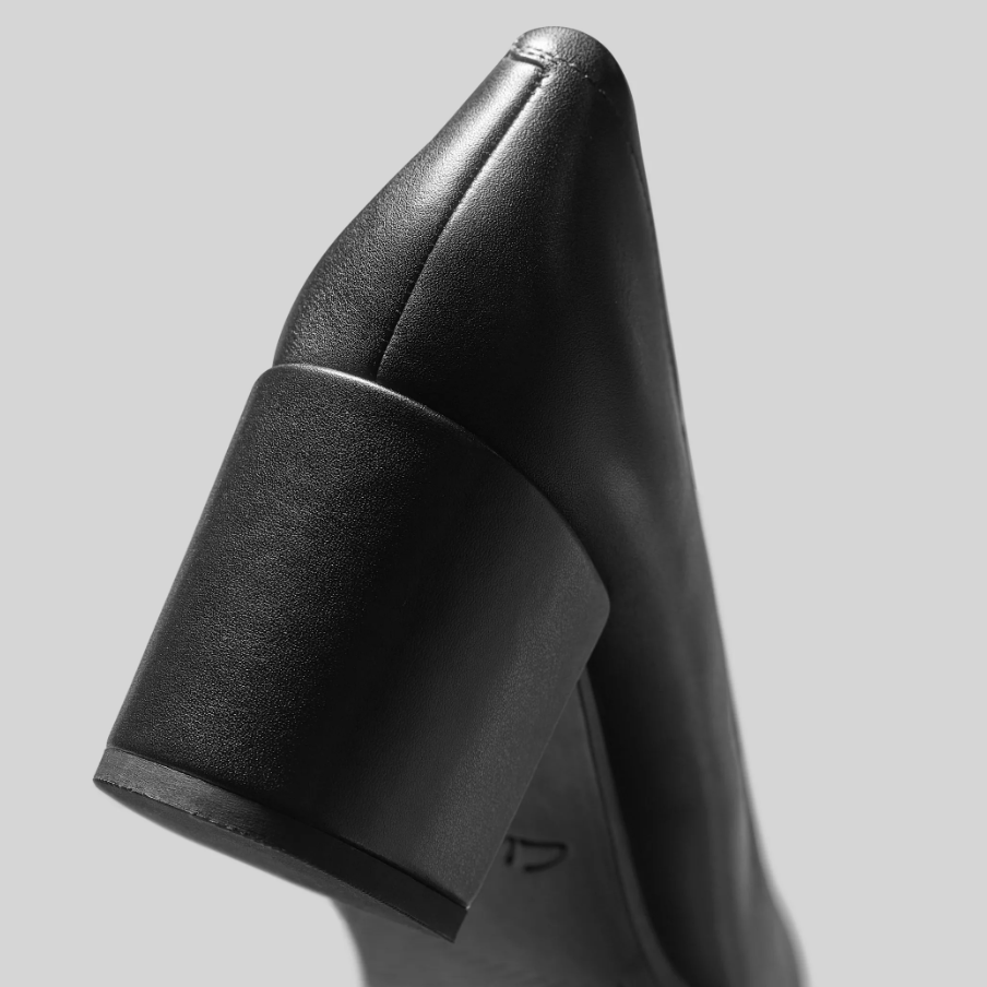 Black Leather Court Shoes