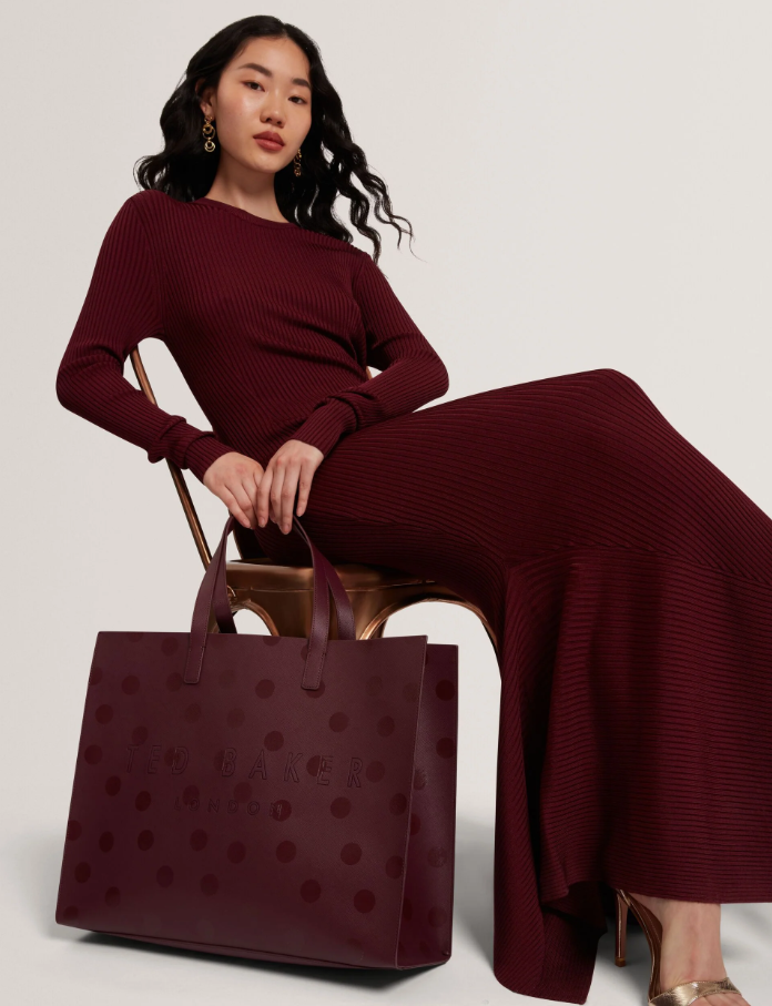 Ted Baker XL Shopper Bag in Polka Dot Burgundy