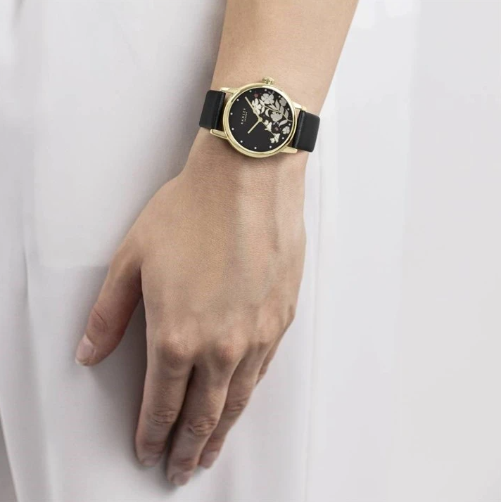 Black Strap Watch, Earrings And Trinket Tray