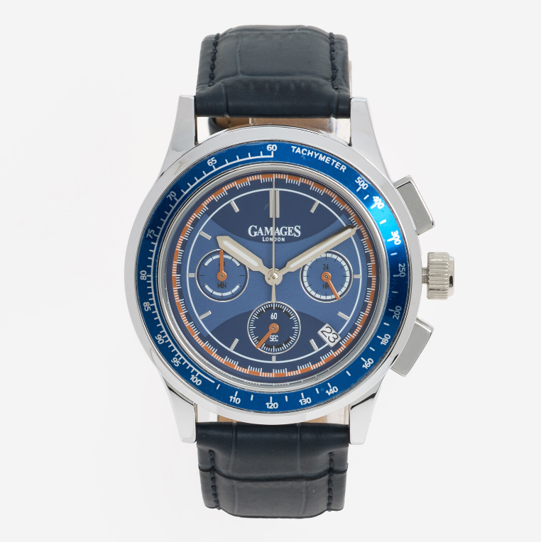 Blue Leather Chronograph Watch