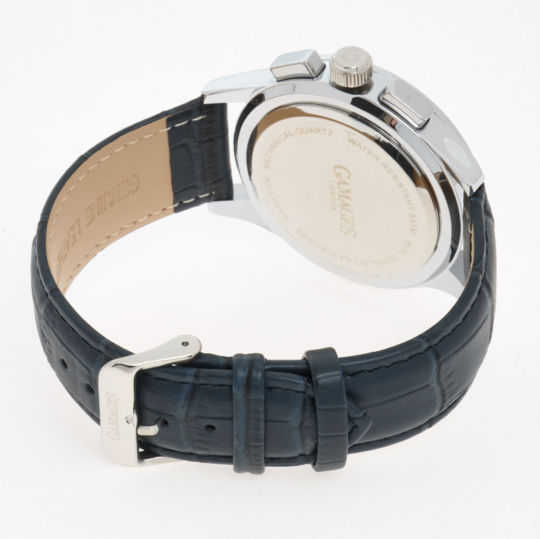 Blue Leather Chronograph Watch