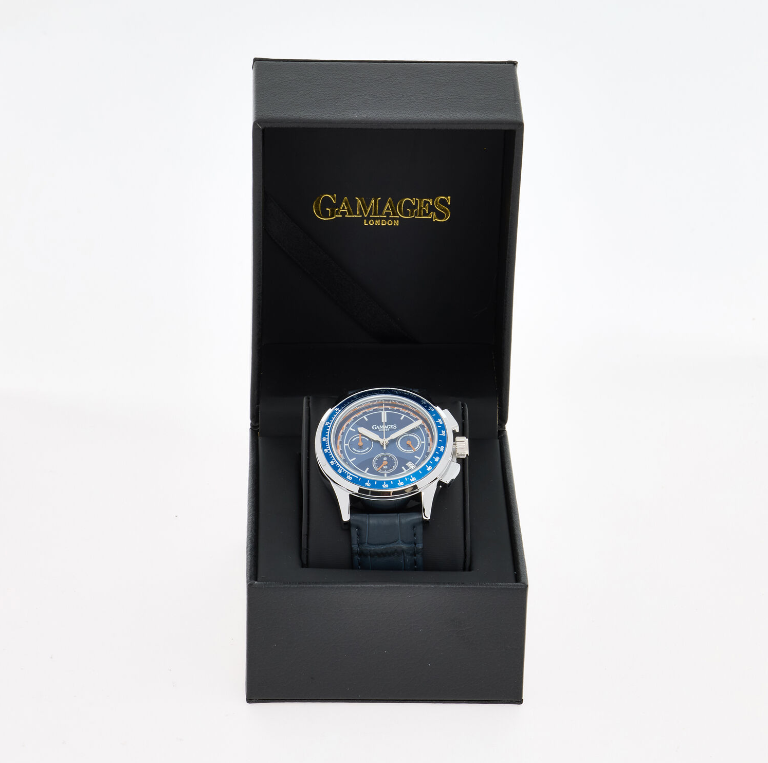 Blue Leather Chronograph Watch