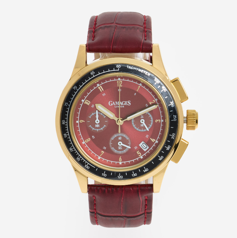 Red Leather Chronograph Watch