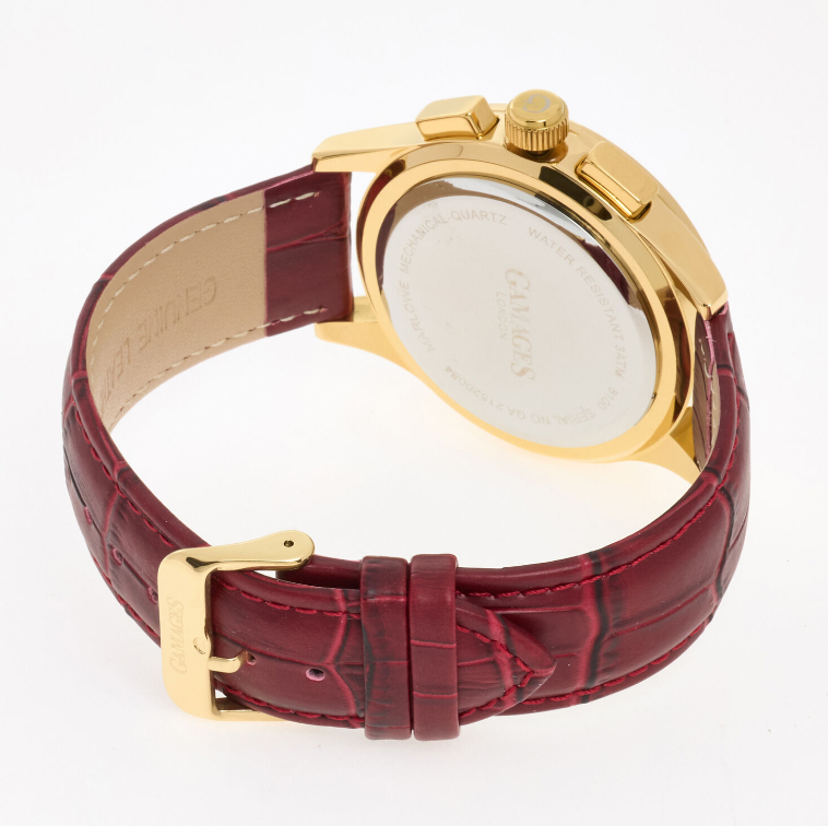 Red Leather Chronograph Watch
