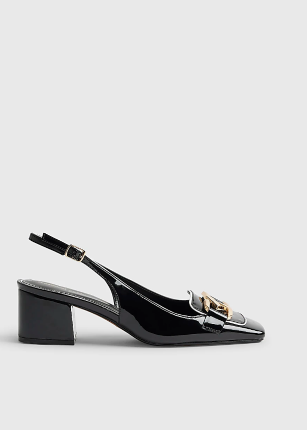 Black Buckle Slingback Heels