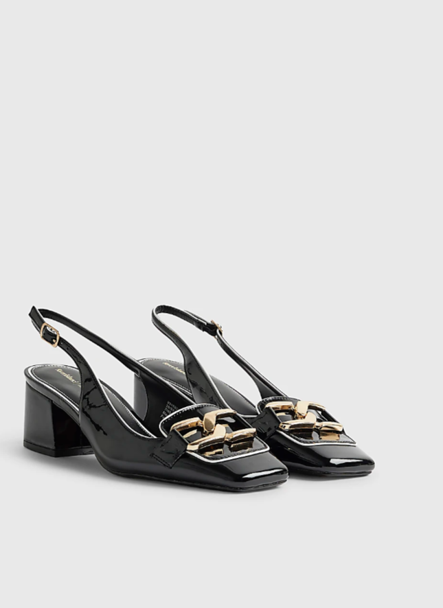 Black Buckle Slingback Heels