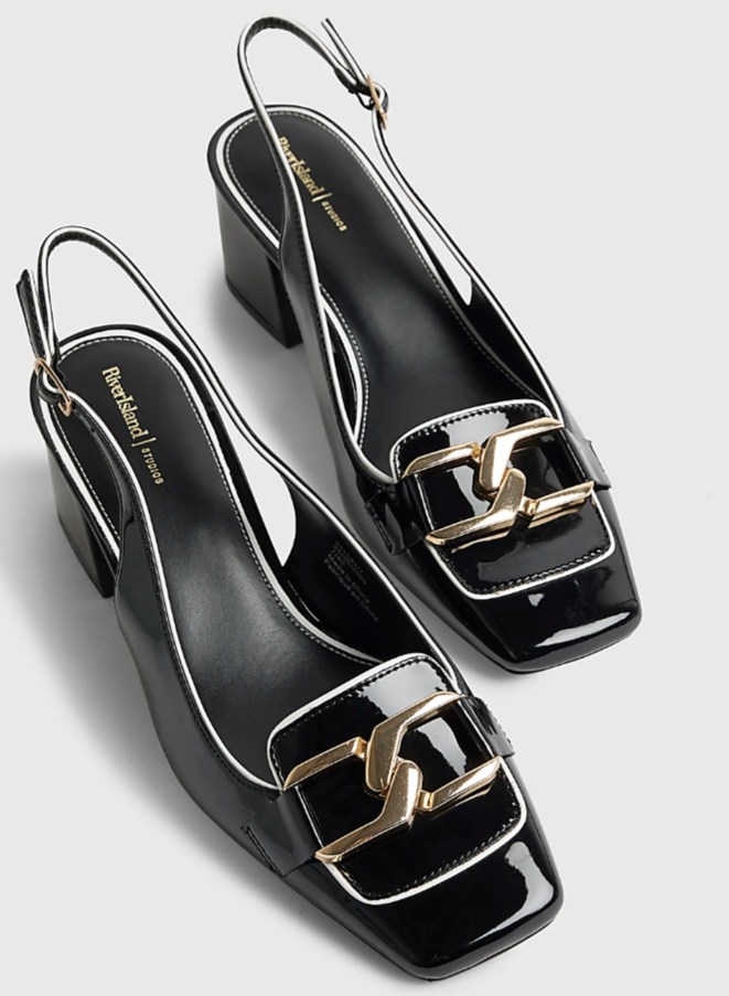 Black Buckle Slingback Heels
