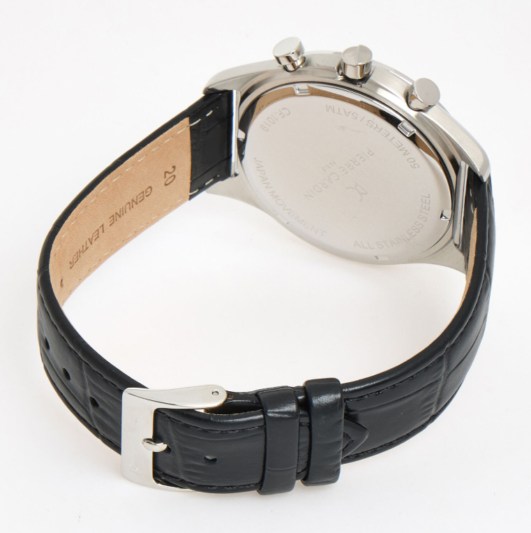 P.C Black Leather Watch