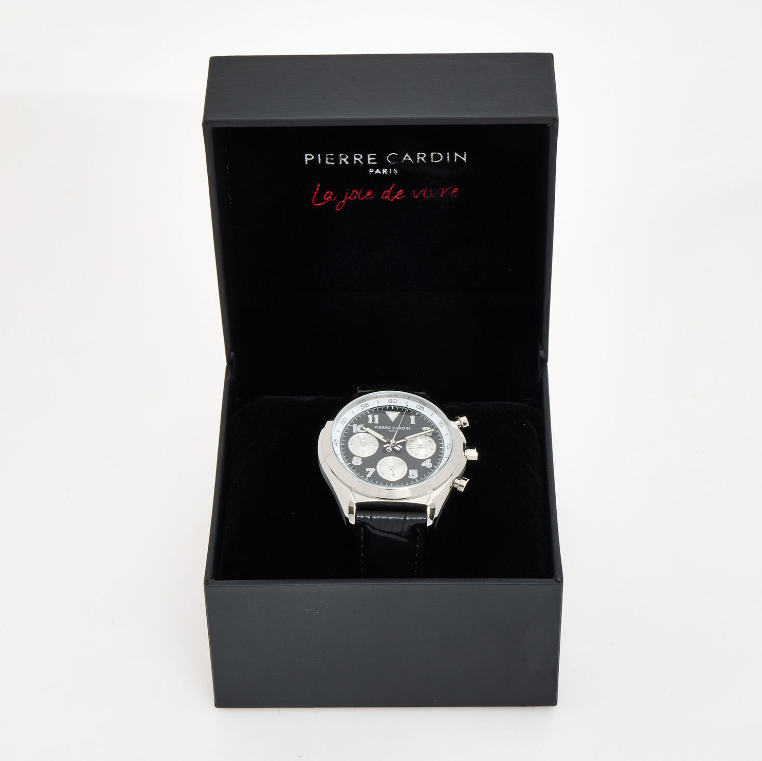 P.C Black Leather Watch