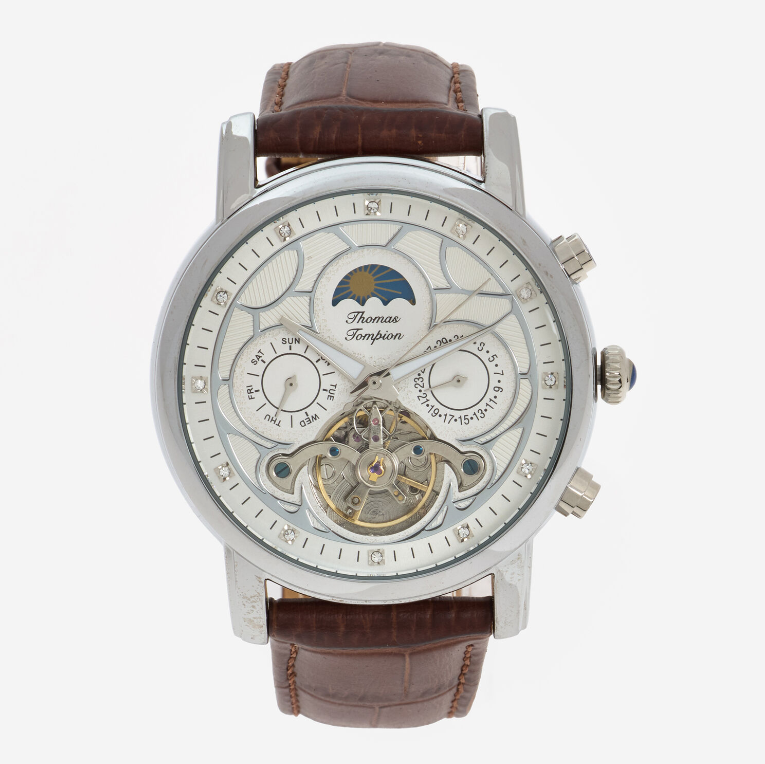 Thomas Tompion Brown Leather Automatic Watch -Authentic Retail Product