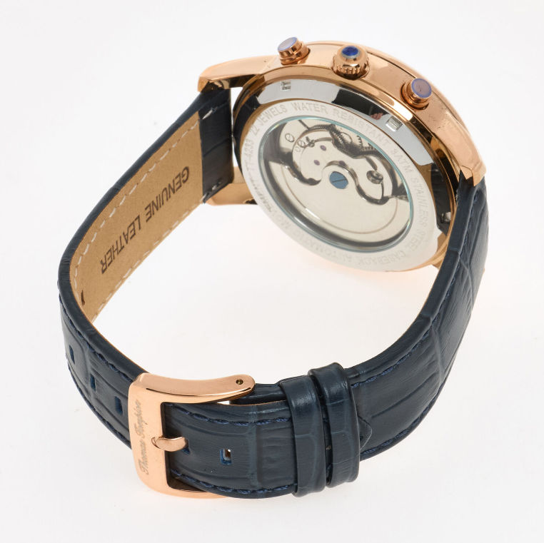Thomas Tompion Blue Leather Automatic Watch -Authentic Retail Product