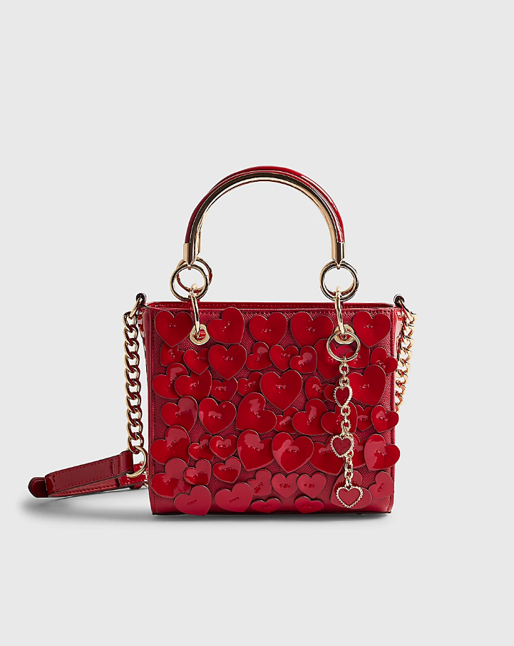RI Red 3D Heart Tote Bag