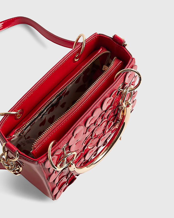 RI Red 3D Heart Tote Bag