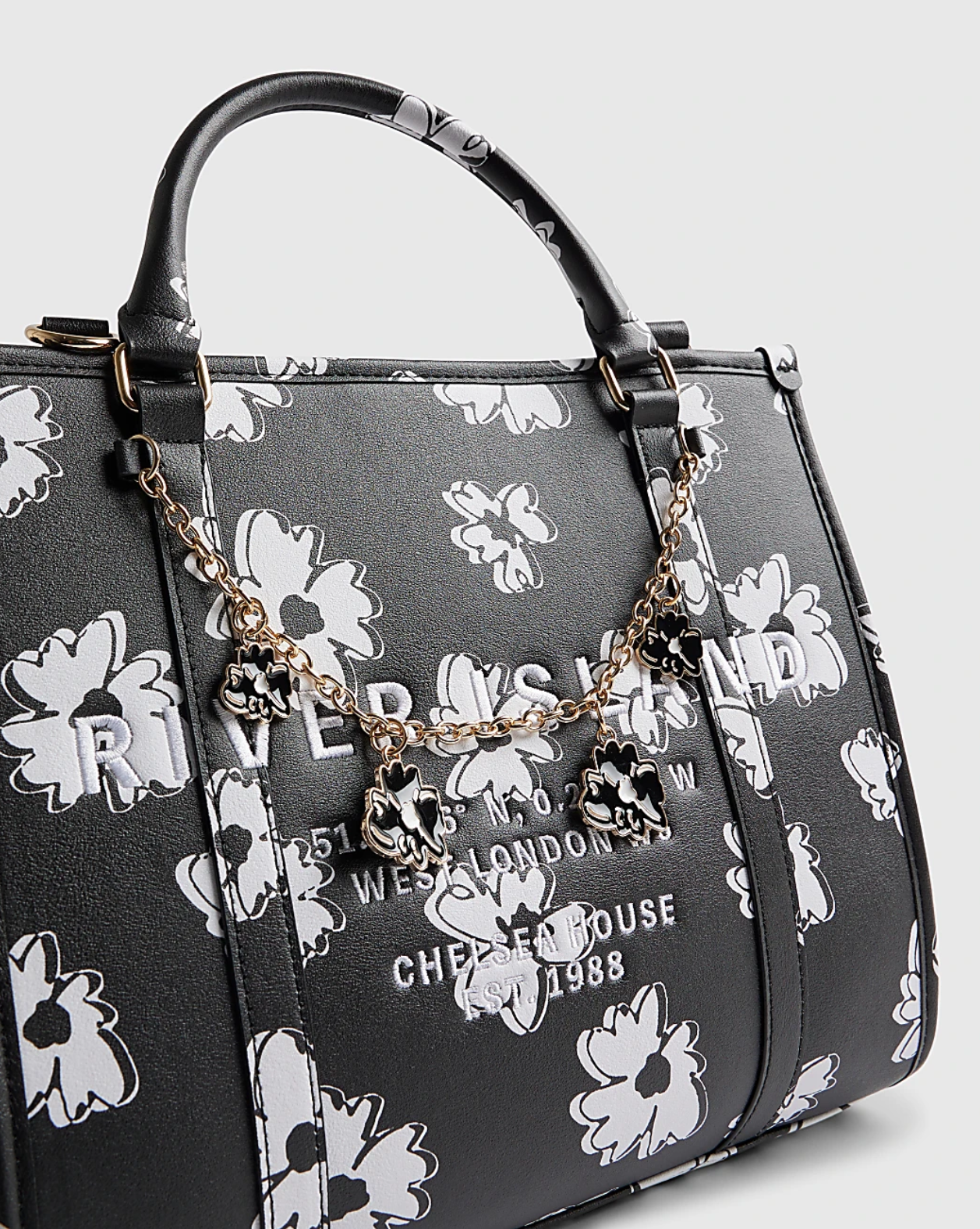 RI Black Daisy Chain Tote Bag