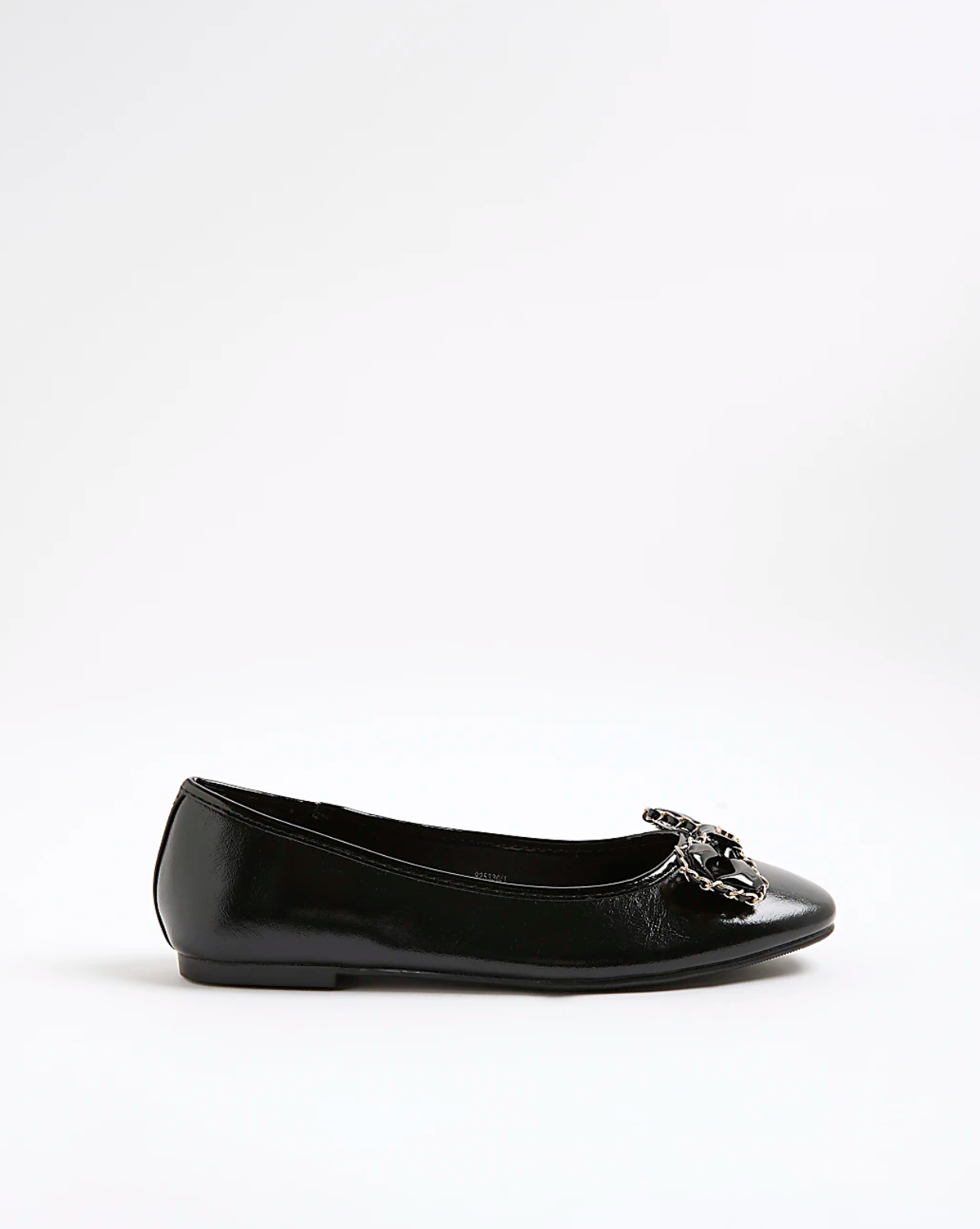 RI Black Chain Bow Ballet Pumps