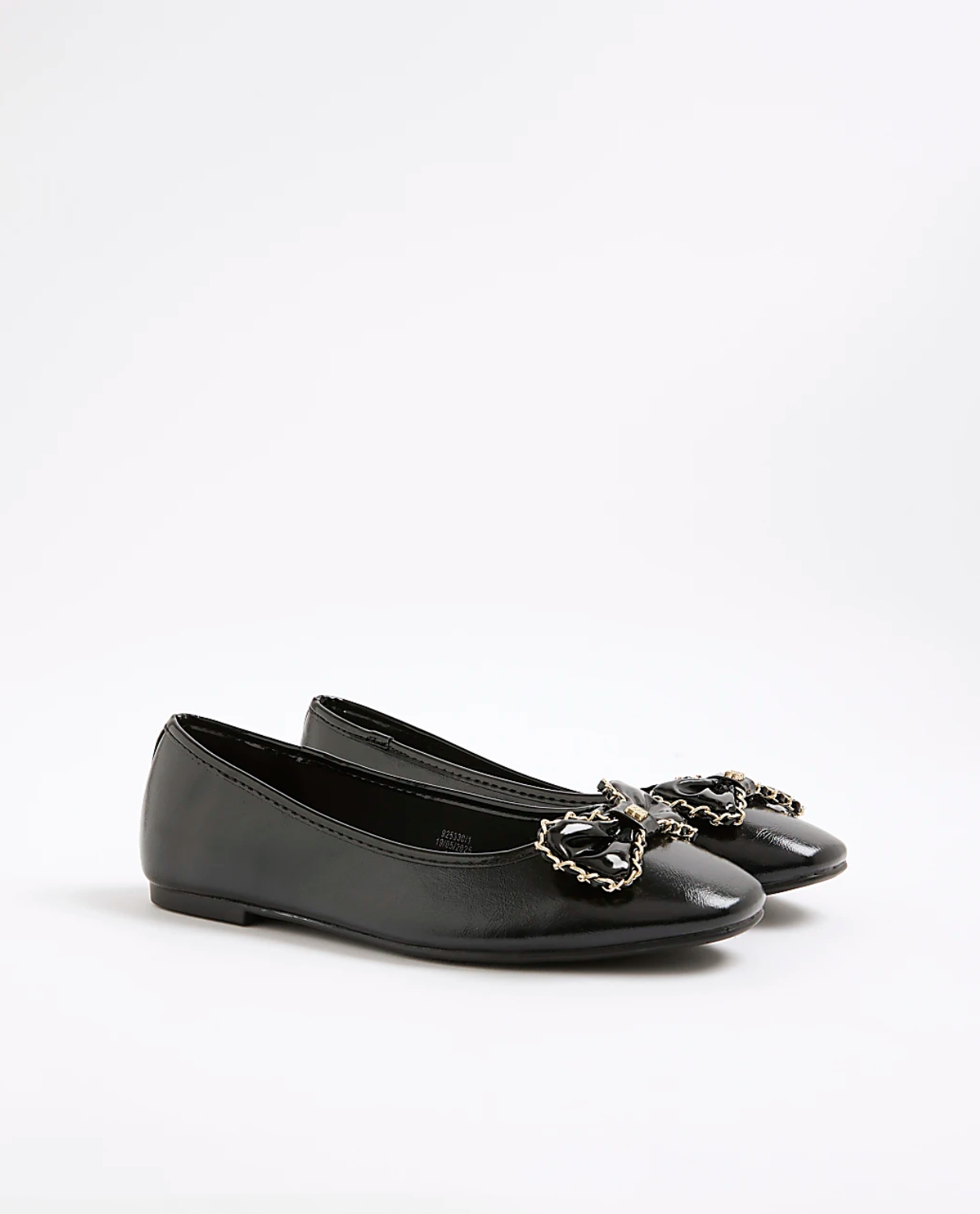 RI Black Chain Bow Ballet Pumps