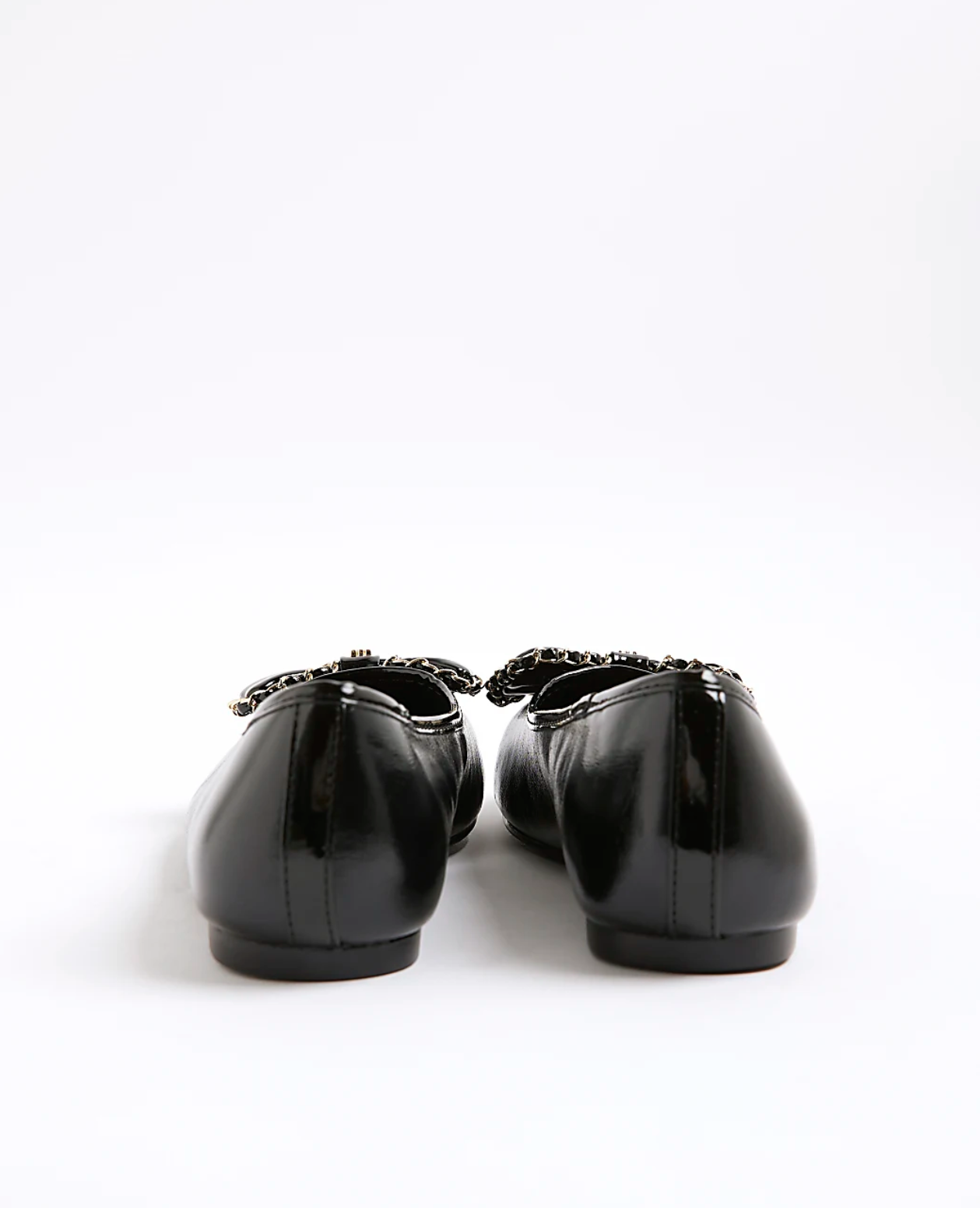 RI Black Chain Bow Ballet Pumps