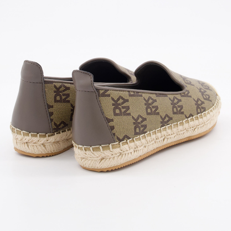 DKNY Brown Monogram Natural Trim Loafers - Authentic Retail Product