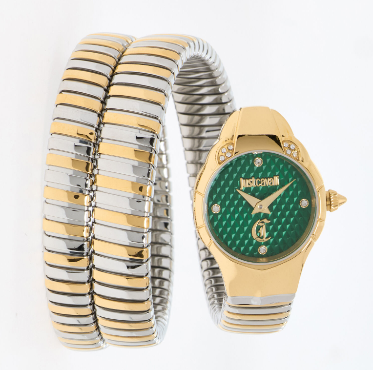 JC Stainless Steel Two Tone Snake Wrap Watch