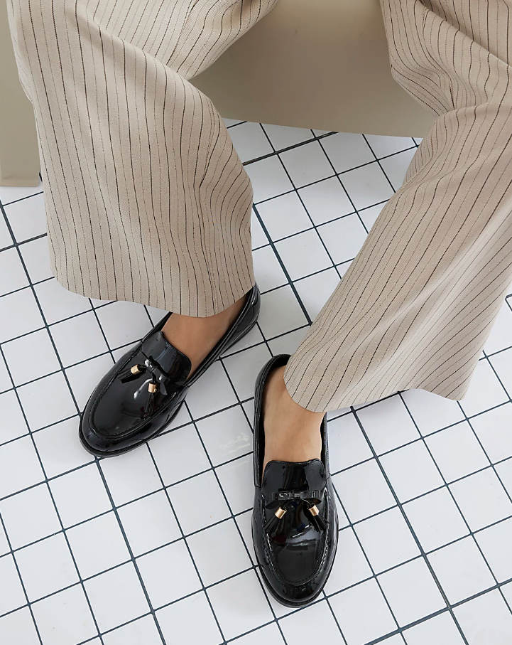 River Island Black Patent Tassel Loafers