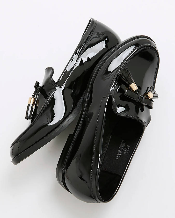 River Island Black Patent Tassel Loafers