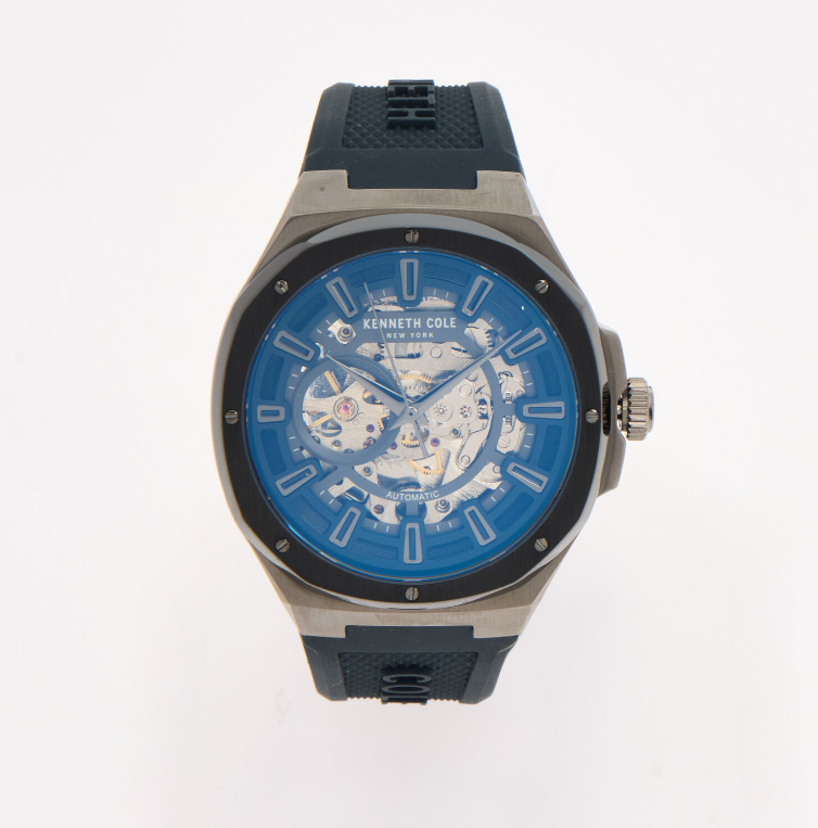 Kenneth Cole Navy & Gunmetal Tone Automatic Skeleton Watch