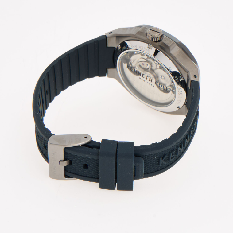Kenneth Cole Navy & Gunmetal Tone Automatic Skeleton Watch