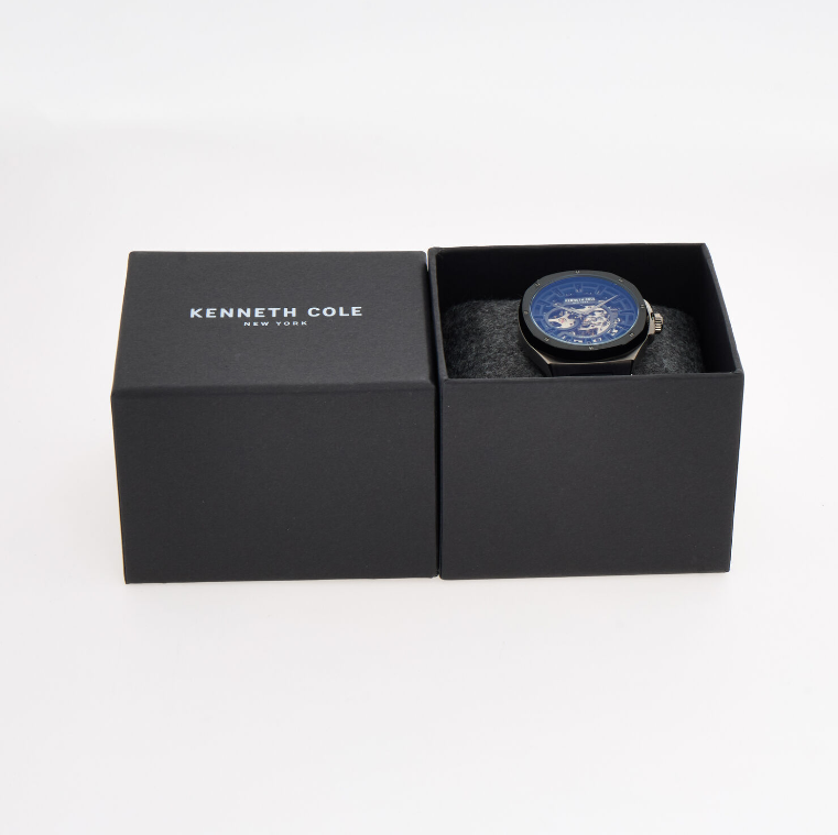 Kenneth Cole Navy & Gunmetal Tone Automatic Skeleton Watch