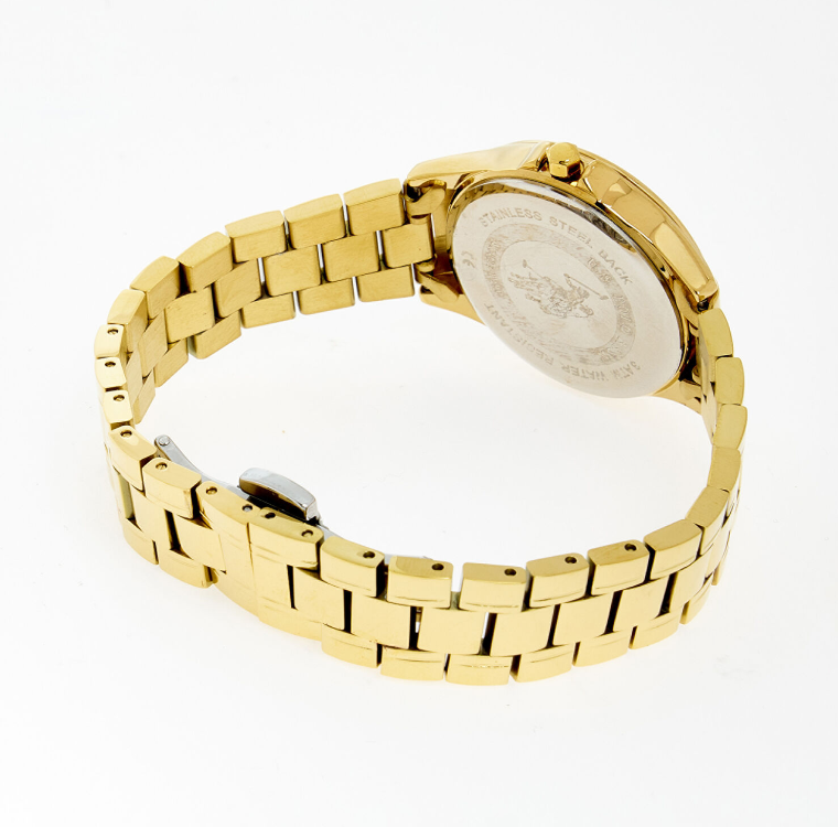 US Polo Assn Gold Tone & Green Ladies Analogue Watch