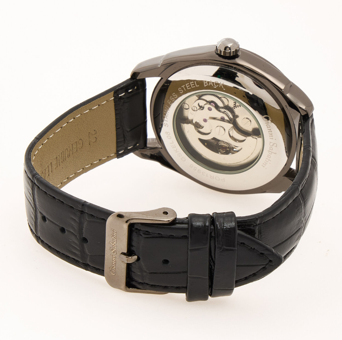 Black Leather Self Winding Watch