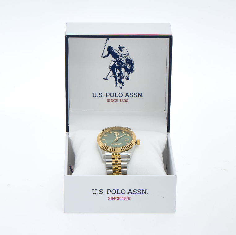 US Polo Assn  Silver Tone & Gold Tone Stainless Steel Watch - Authentic Retail Product