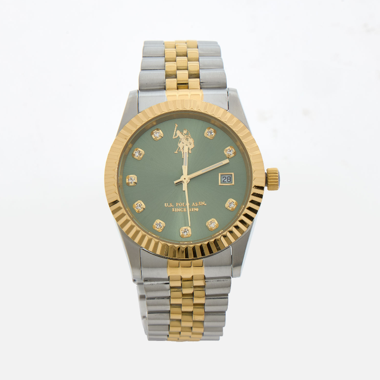 US Polo Assn  Silver Tone & Gold Tone Stainless Steel Watch - Authentic Retail Product