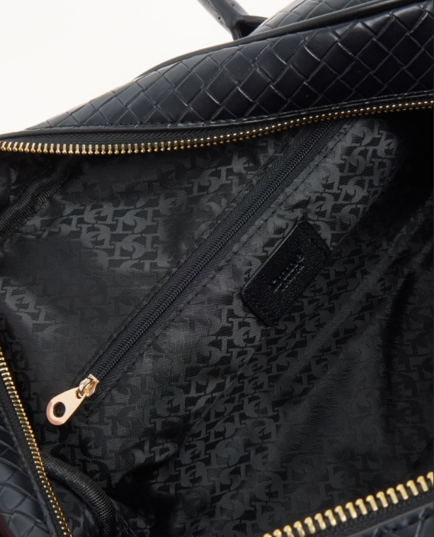 Dune Black Embossed Weave Shoulder Bag
