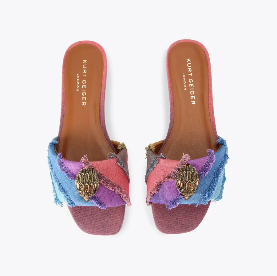 Kurt Geiger KG Denim Flat Sandal -Authentic Retail Product