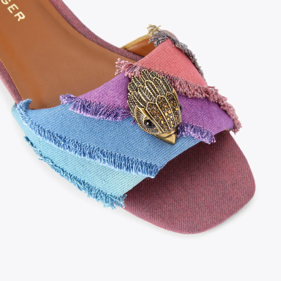 Kurt Geiger KG Denim Flat Sandal -Authentic Retail Product