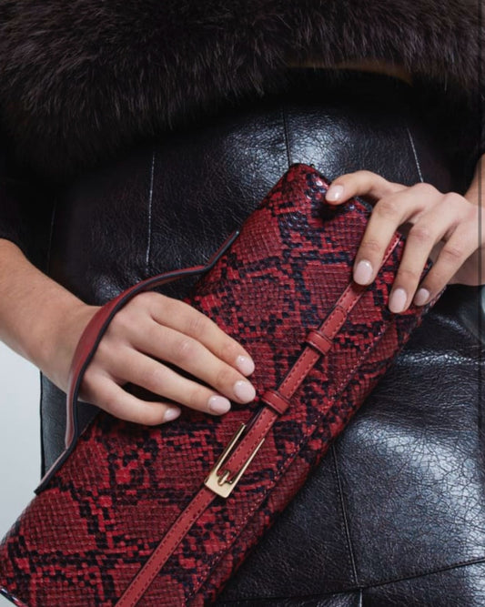 Snake Print Clutch Bag