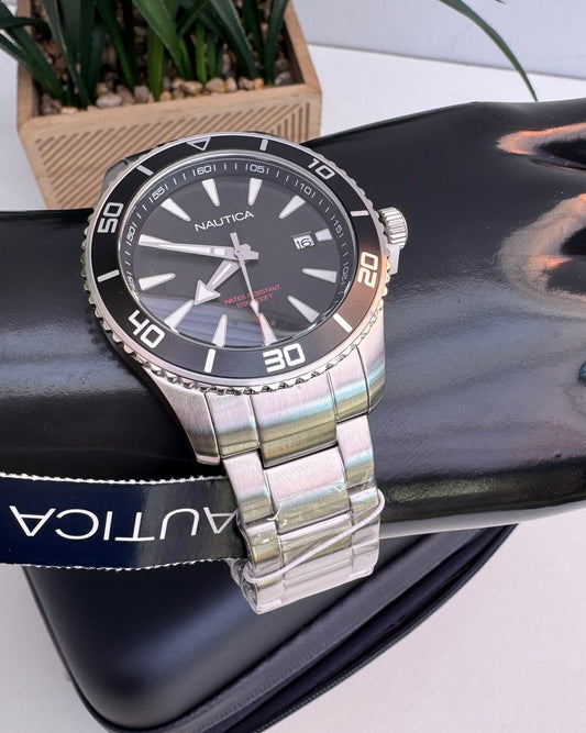 Limited Edition Nautica Silver-Tone Case Quartz Analog Watch Set