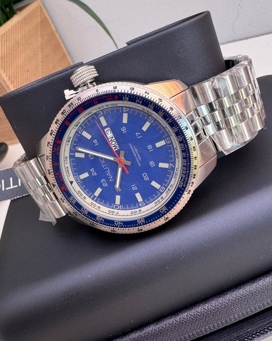 Nautica Quartz Stainless Steel Strap watch with blue dial
