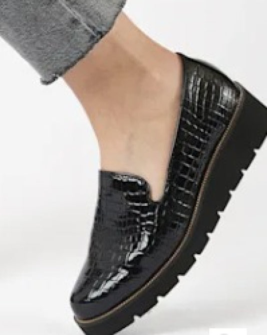 Croc-Debossed Flatform Loafers