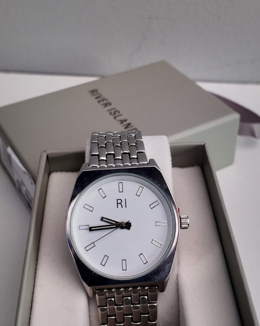 River Island  Silver Tone Metal Watch
