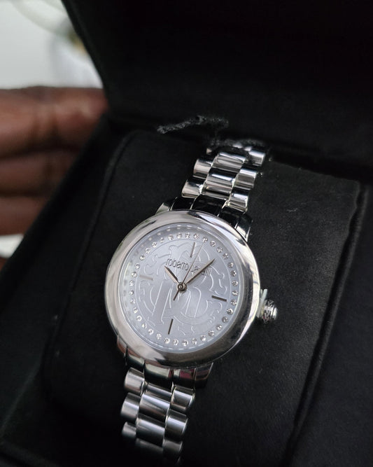 Roberto Cavalli Silver Tone Watch with Swarovski Stones