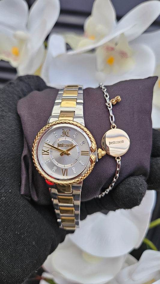 J.C Dual Tone Watch & Bracelet Set